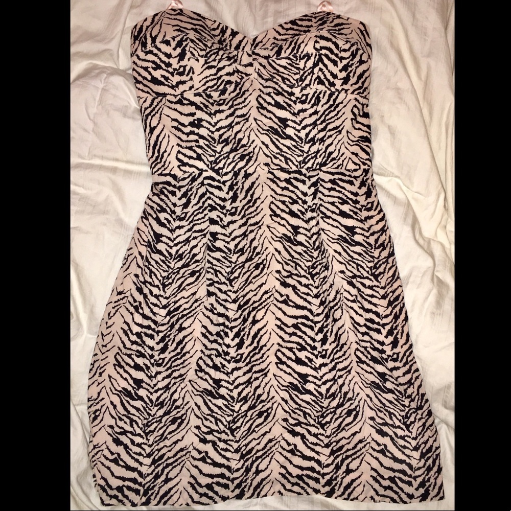 BCBGeneration Pink Black Zebra Print strapless - Picture 3 of 6